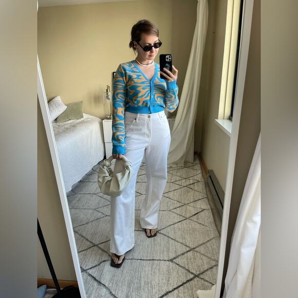 ☘️ NA-KD FAshion Printed Cropped Cardigan In Orange and Blue L - Picture 11 of 11